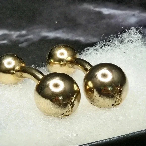 Yves Saint Laurent Gold Tone Brass Ball Cufflinks - Picture 2 of 3